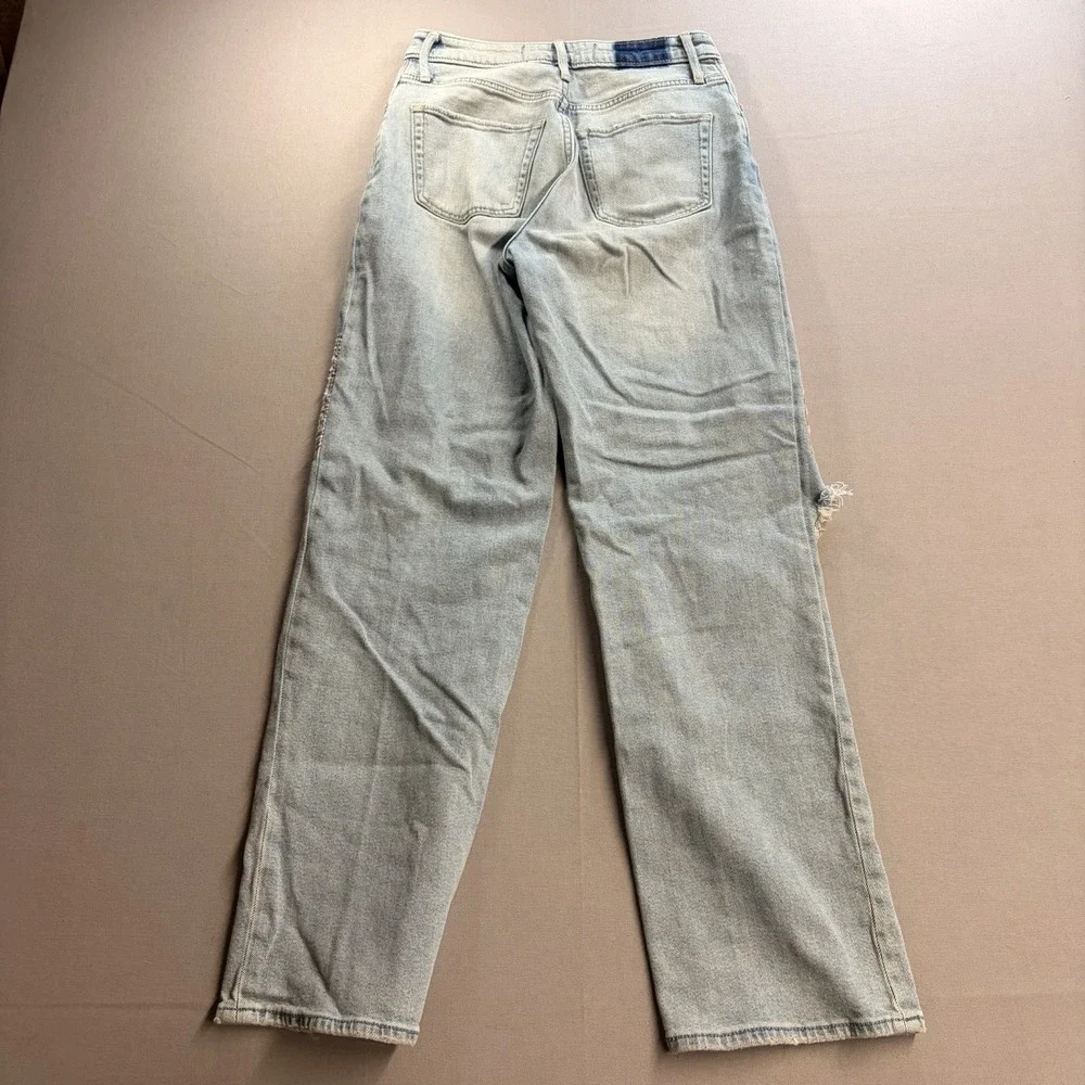 Hollister Ultra High Rise Dad Jeans 26 Plaid Patch Distressed Wide Leg Boho